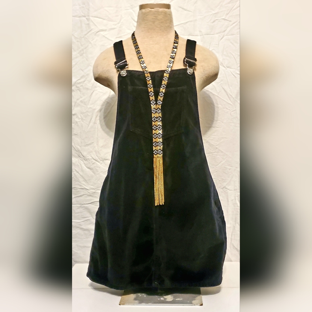 Topshop Dresses / Topshop Moto Velvet Overall Mini Dress In Black / Size 6